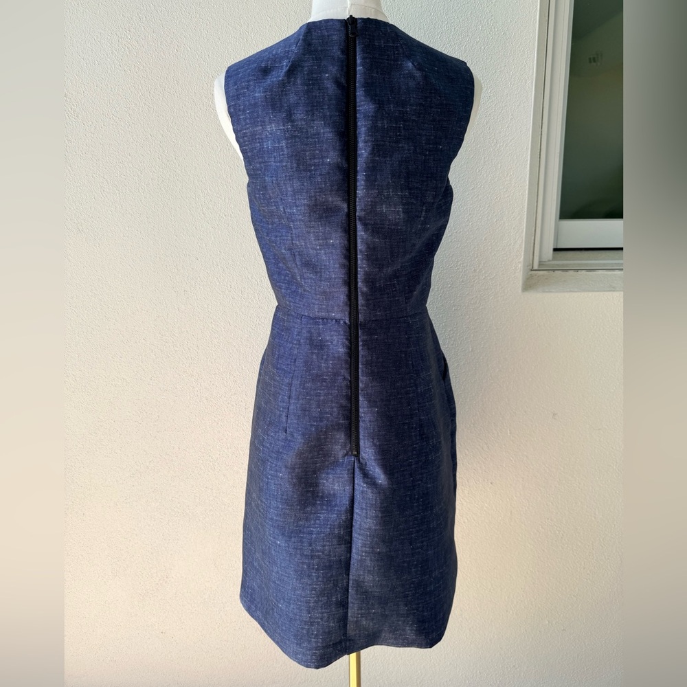 Milly stunning Coco sleeveless sheath dress fabric mimics denim Pockets like new - Picture 2 of 9